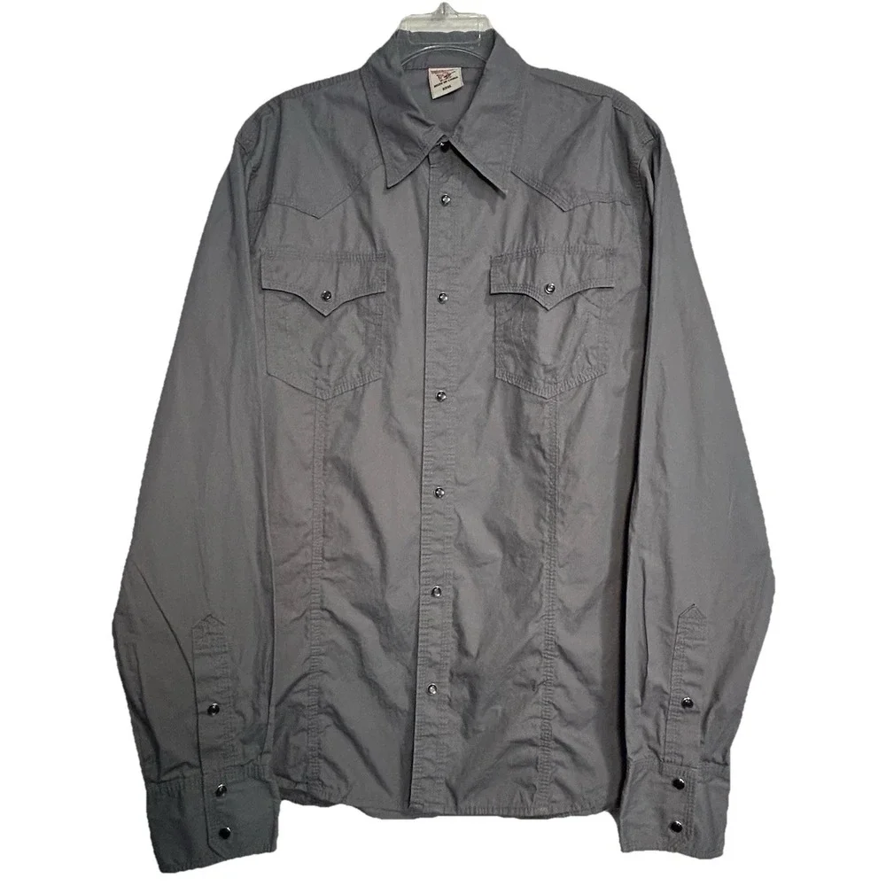 True Religion Western Men's Shirt XXXL Gray Pearl Snap Cowboy‎ Rodeo Cotton